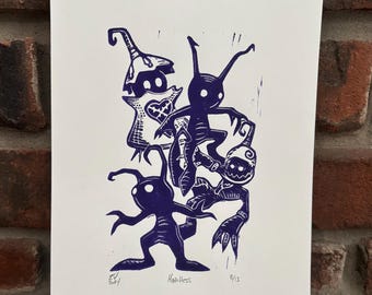 Heartless - Gaming KH inspired linoprint
