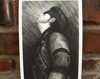 Tanker Incident - Metal Gear Solid 2: Sons of Liberty-inspirerad penna- och bläckmålning i begränsad upplaga, konsttryck