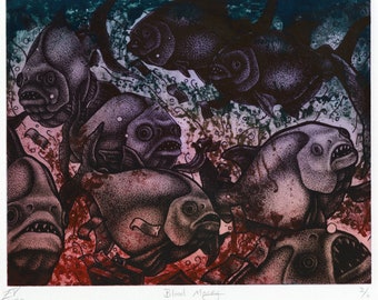 Blood Money - Piranha Solar Plate Etching