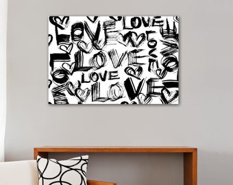 Trendy Black and White Heart Art - Add Love and Positivity to Your Space - Ideal for Bedroom, Kitchen, Office, Children's Room, Nursery