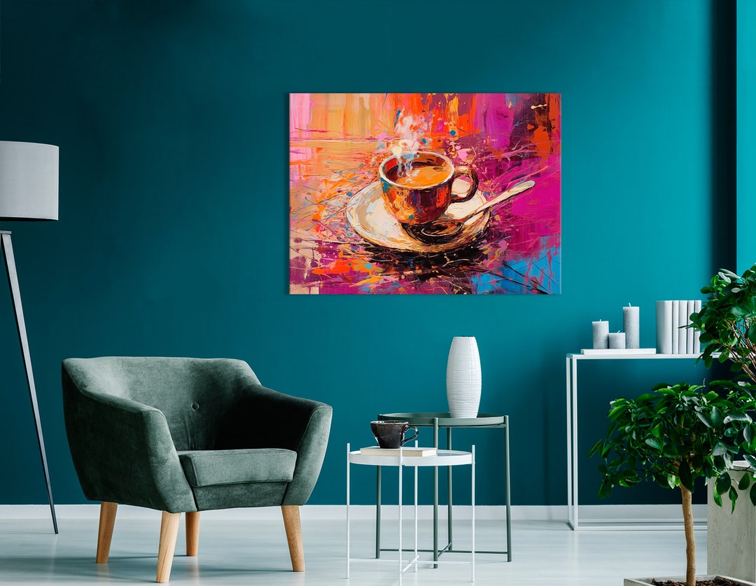 Coffee Shop Wall Art / Coffee Art Print / Colorful Coffee Canvas Art