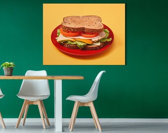 Classic Turkey Cheese Sandwich - Canvas Print / Modern Wall Art / Wall Decor / Artwork