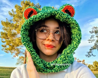 gorro con capucha de rana de crochet