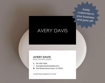 Modern Business Card, Black and White Business Card, Custom Business Card Template, Digital Business Card, Sleek Business Card, Clean Design