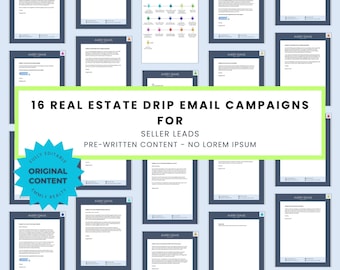 Real Estate Seller Lead Emails, Real Estate Marketing, Seller Leads Drip Campaign, Home Seller Drip Email Campaign, Realtor Marketing Emails