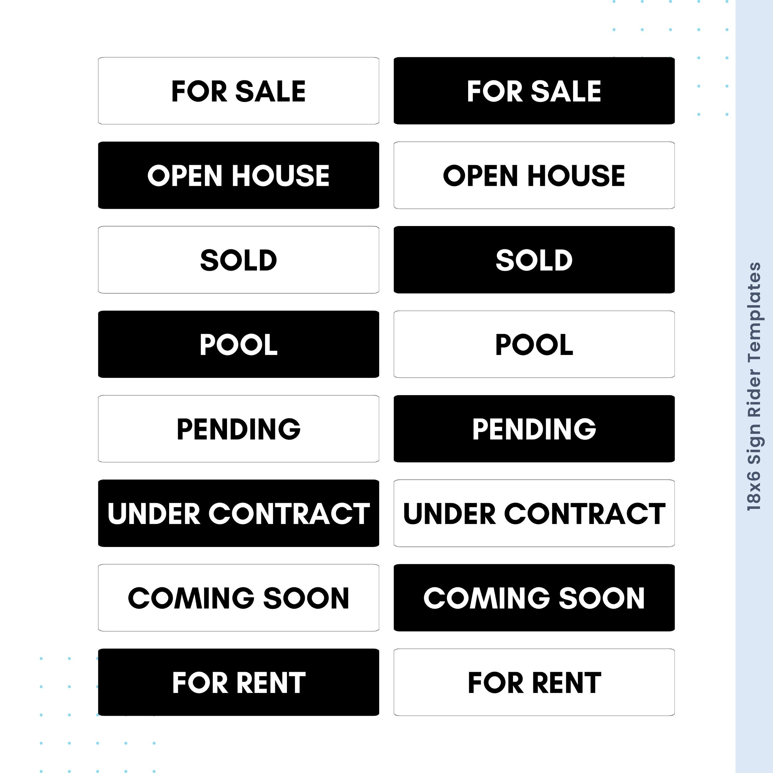 Sign Riders 18x6 Black and White Real Estate Sign Riders, 32 Sign Riders, B/W for ...