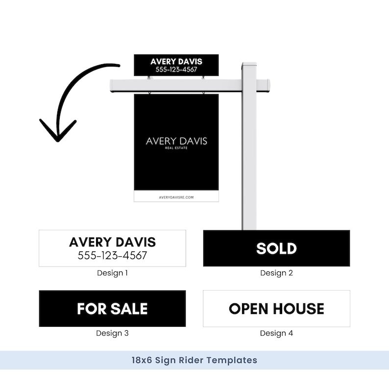 Realty Rider Sign 18x6 Black and White Real Estate Sign Riders, 32 Sign Riders, B/W for ...