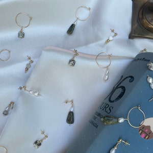 14k Gold Filled Dainty Miscellaneous Dangle Earrings, Simple Tiny Mother of Pearl Heart Drops, Spotted Agate & Jasper, Baroque Pearl Nuggets