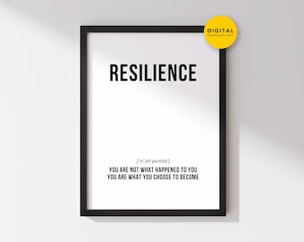 Resilience Definition Gym Poster Printable Wall Art, Fitness Motivational Quote Sign, You Are What You Choose to Become Home Gym Decor Gift