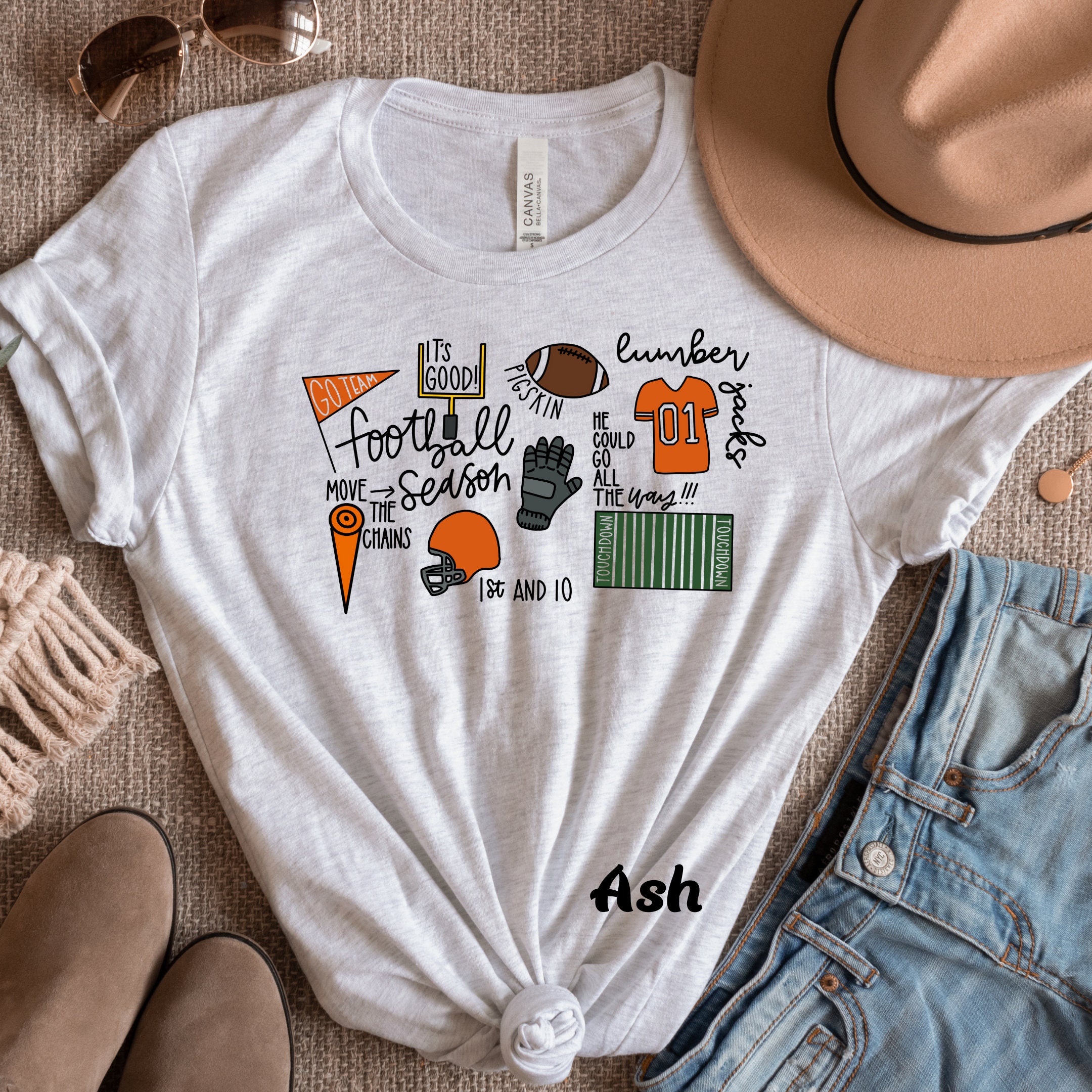 Lumberjacks Football Doodle Bella Canvas, Unisex Tshirt, Warren