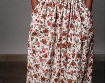 Beginner Midi Maxi Skirt Sewing Pattern - Flat Waistband, Pockets (PDF Pattern)
