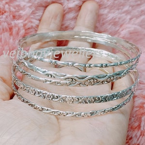 Conjunto de 5 pulseiras, pulseiras de prata esterlina 925, pulseiras de amizade, pulseiras artesanais, pulseiras meio redondas, pulseiras femininas, presentes de casamento