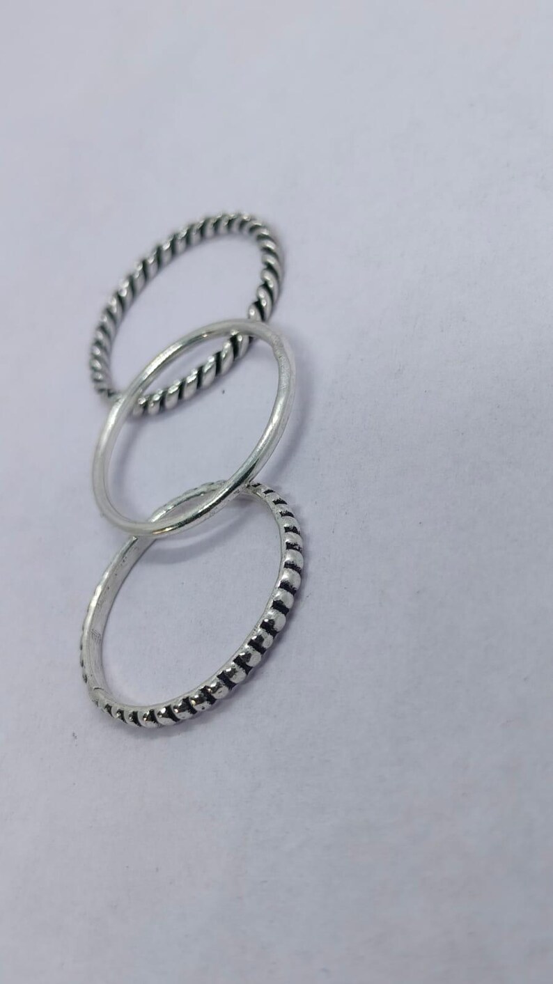 Triple Stack Rings 925 Sterling Silver Triple Stack Ring Set | Minimalist Boho Stacking ...