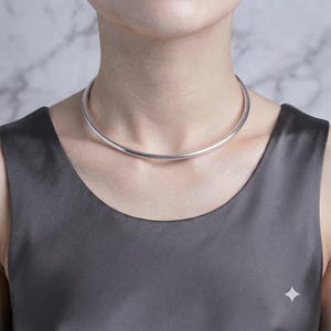 Minimalist 925 Silver Open Choker Necklace | Modern Torque Collar Necklace | Gift for Her | Adjustable Necklace