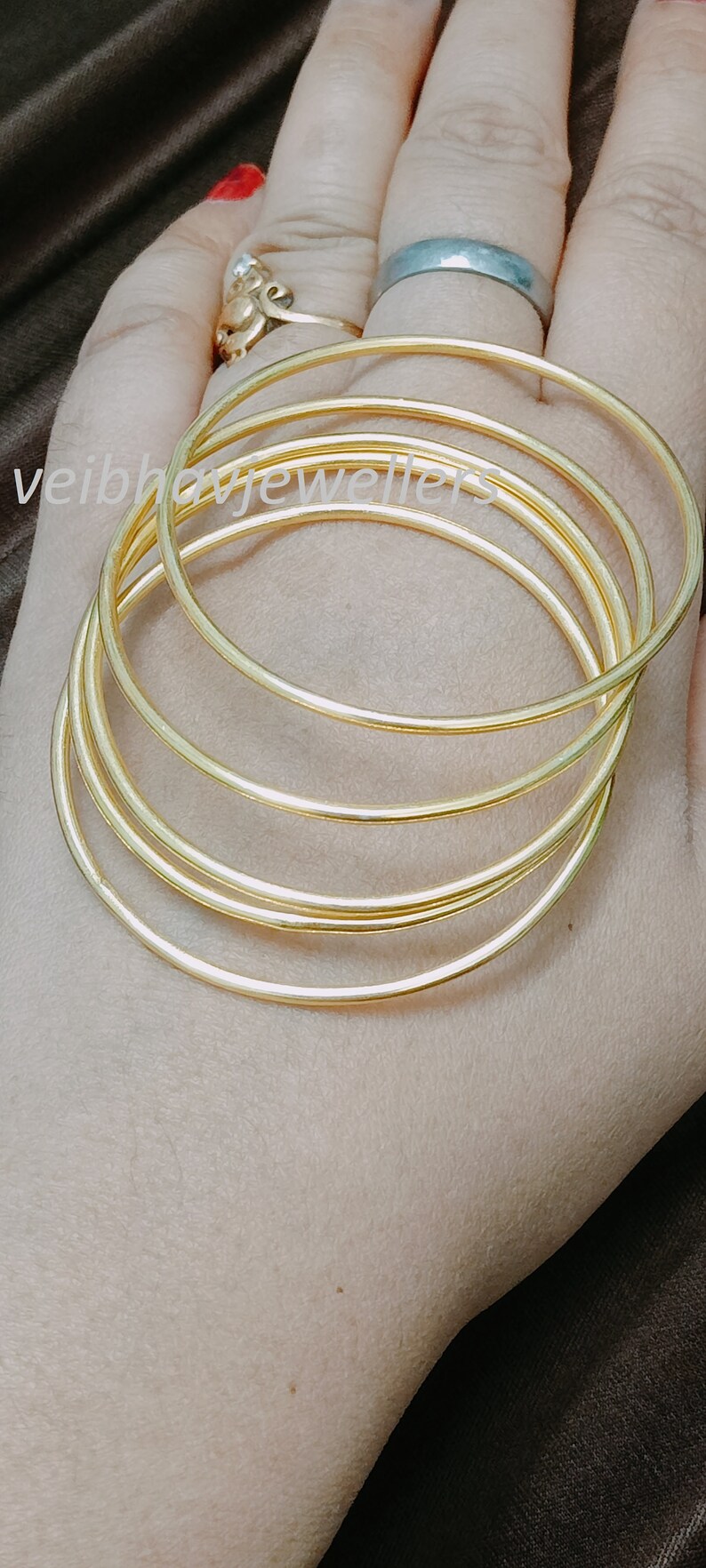 Gold Bangle, Set of 5 Gold Bangles, 18k Gold Bangle, Handmade Gold