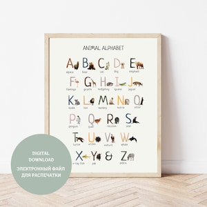 Animal Alphabet Poster, Educational Wall Art, Classroom Posters, Homeschool Printables, Nursery Educational Poster, Digital Download