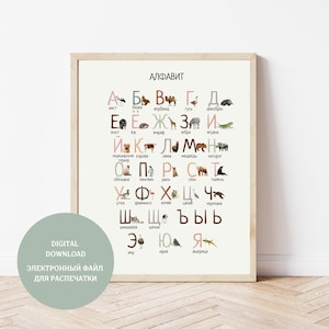 Обучающий плакат "Алфавит" | Russian Alphabet Educational Poster, Printable Poster, Kids Room Decor, Various Sizes Available for Download