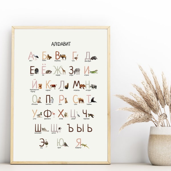 Постер "Алфавит" в нейтральных тонах| Russian Alphabet | Educational Poster (Actual Print). Home & Classroom Decor, *Frame not included