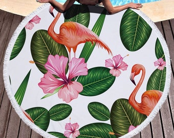 Flamingo Round beach towel bathroom towel custom towel