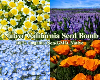 California Native Seeds Native Wildflower Seed Mix Wild Flower Garden Seeds for Pollinators Hummingbird Landscape Native Seed for Pollinator