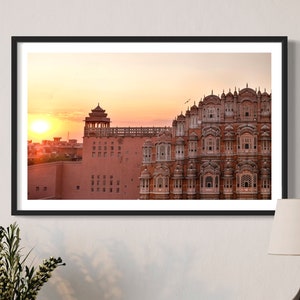 Sunkissed - Indian Scenery Photography Wall Art Print. Sunset Views of Hava Mahal. Jaipur Rajasthan. India Poster, Decor, Travel, Gifts