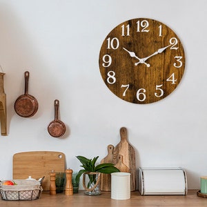 Minimalist clock, unique wall clock, large wall clock wooden clock for wall - oak clock with black finish - 10 inch clock
