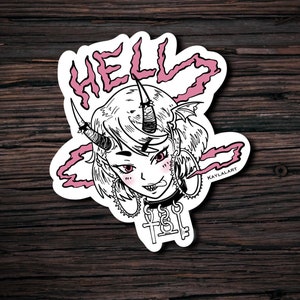 Punk Anime Girl Sticker, Manga sticker, Devil girl