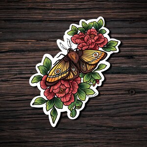 Moth Sticker, Traditional Tattoo Style sticker