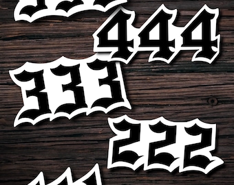 All Angel Number Stickers, 111, 222, 333, 444, 555, 666, 777, 888, 999, Black Angel Numbers