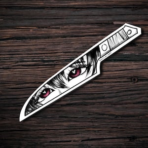 Anime Girl Eyes Sticker, Anime Knife Sticker, Manga sticker