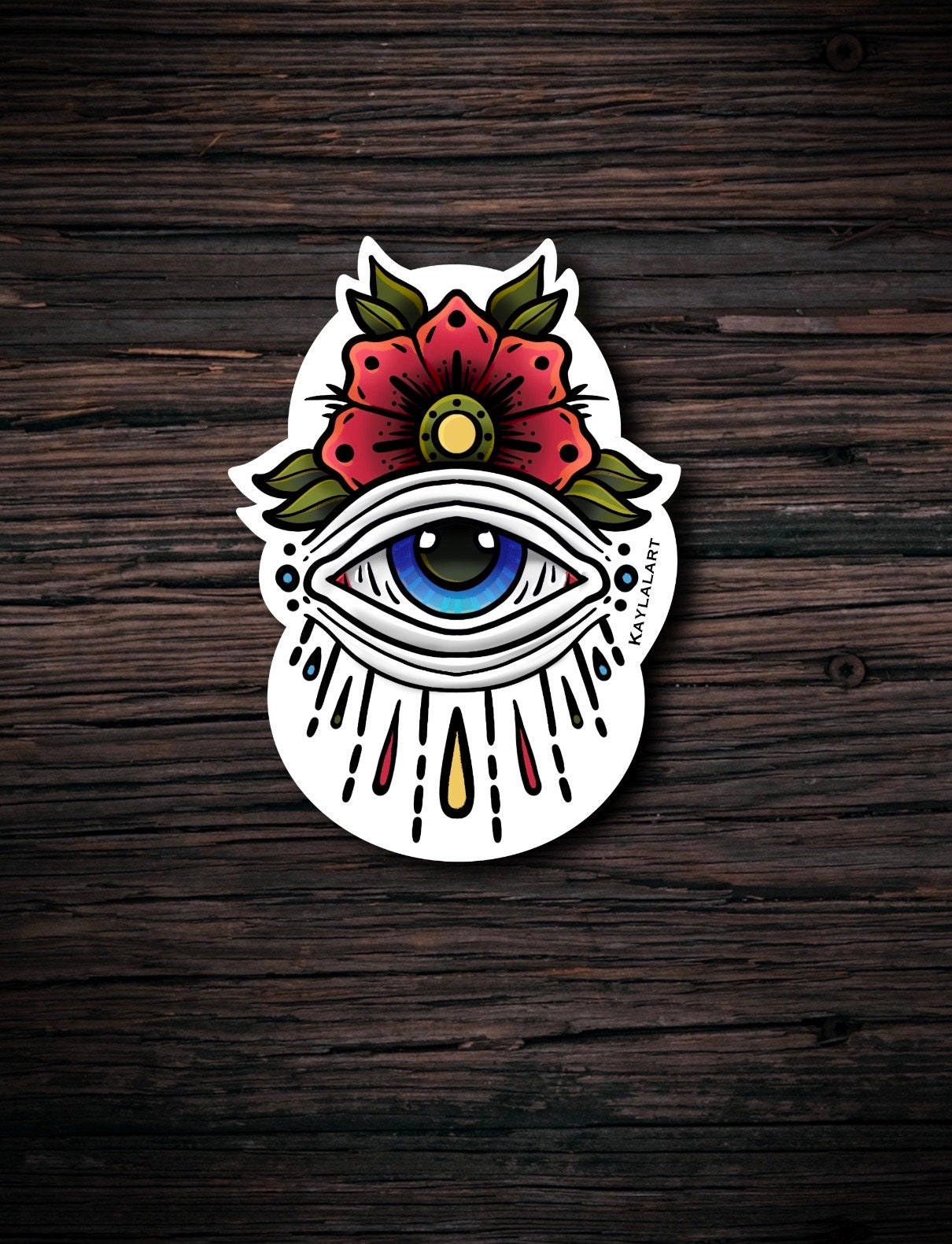 All Seeing Eye Sticker, Traditional Tattoo Style Sticker, Evil Eye
