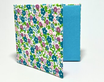 Hardcover Note Pad with Elastic Closure-includes Genuine 3X3 Post-it™ Note Pad - Handmade - Multicolor Ditzy Floral on White
