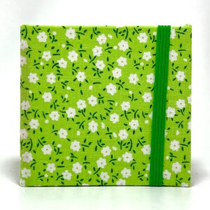 Hardcover Note Pad with Elastic Closure-includes Genuine 3X3 Post-it™ Note Pad - Handmade - White Ditzy Floral on Green