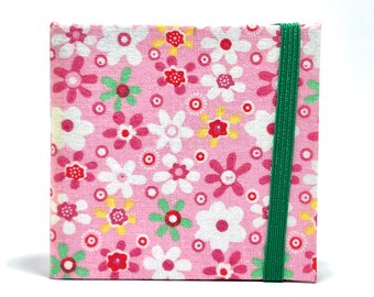 Hardcover Note Pad with Elastic Closure-includes Genuine 3X3 Post-it™ Note Pad - Handmade - Pink Ditzy Floral