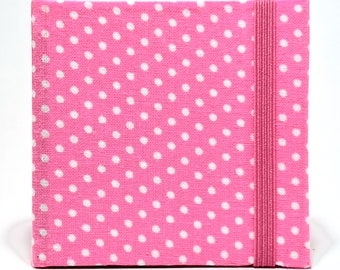 Hardcover Note Pad with Elastic Closure-includes Genuine 3X3 Post-it™ Note Pad - Handmade - White Polka Dots on Neon Pink