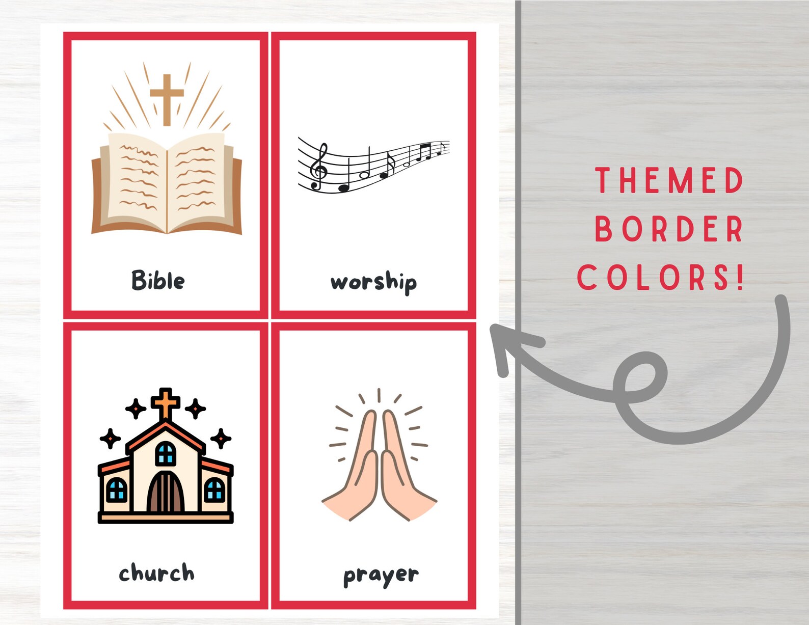 Bible Sight Words Flash Cards Printable Memory Jesus Religious Sunday ...