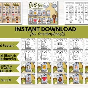 Ten Commandments for kids church activity ten commandments for Sunday School coloring sheet for church Ten Commandment Bookmarks for kids