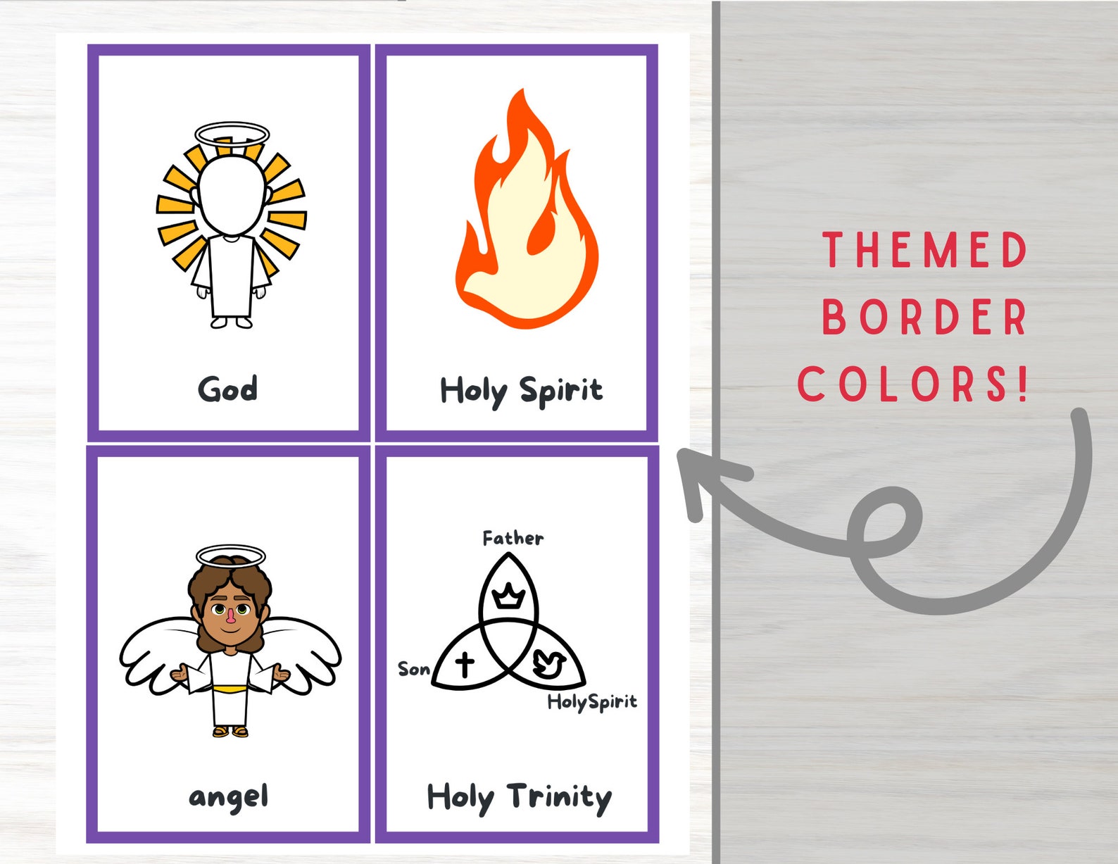 Bible Sight Words Flash Cards Printable Memory Jesus Religious Sunday ...