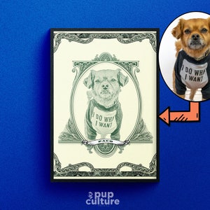 Pet Portrait on Money, Custom Pet Portrait, Pet Portrait Custom, Dog Portrait, Cat Portrait, Animal Personalize Art Gift, Face on Money