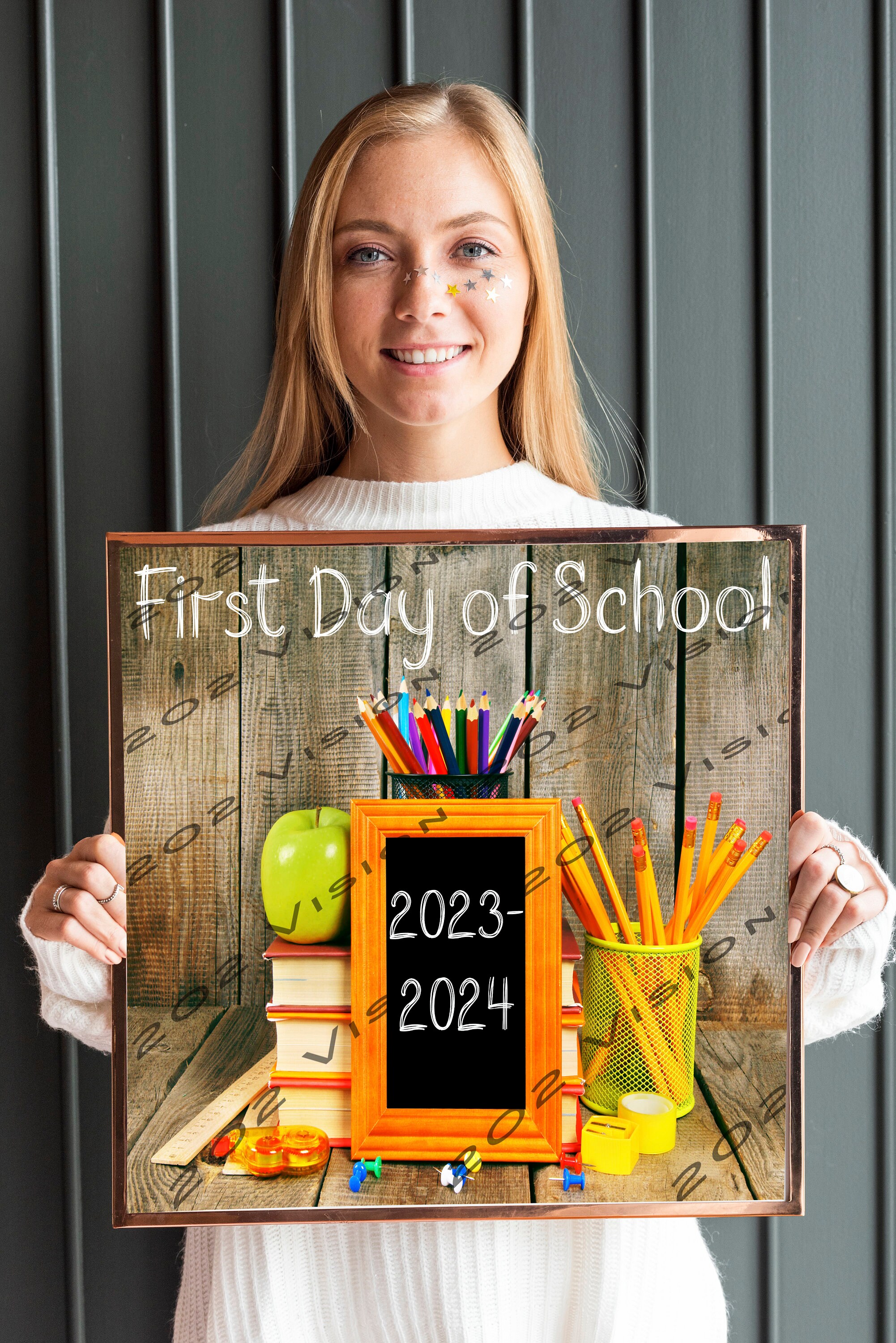 First Day of School Sign 2023 2024 Frame Apple Cup of Etsy