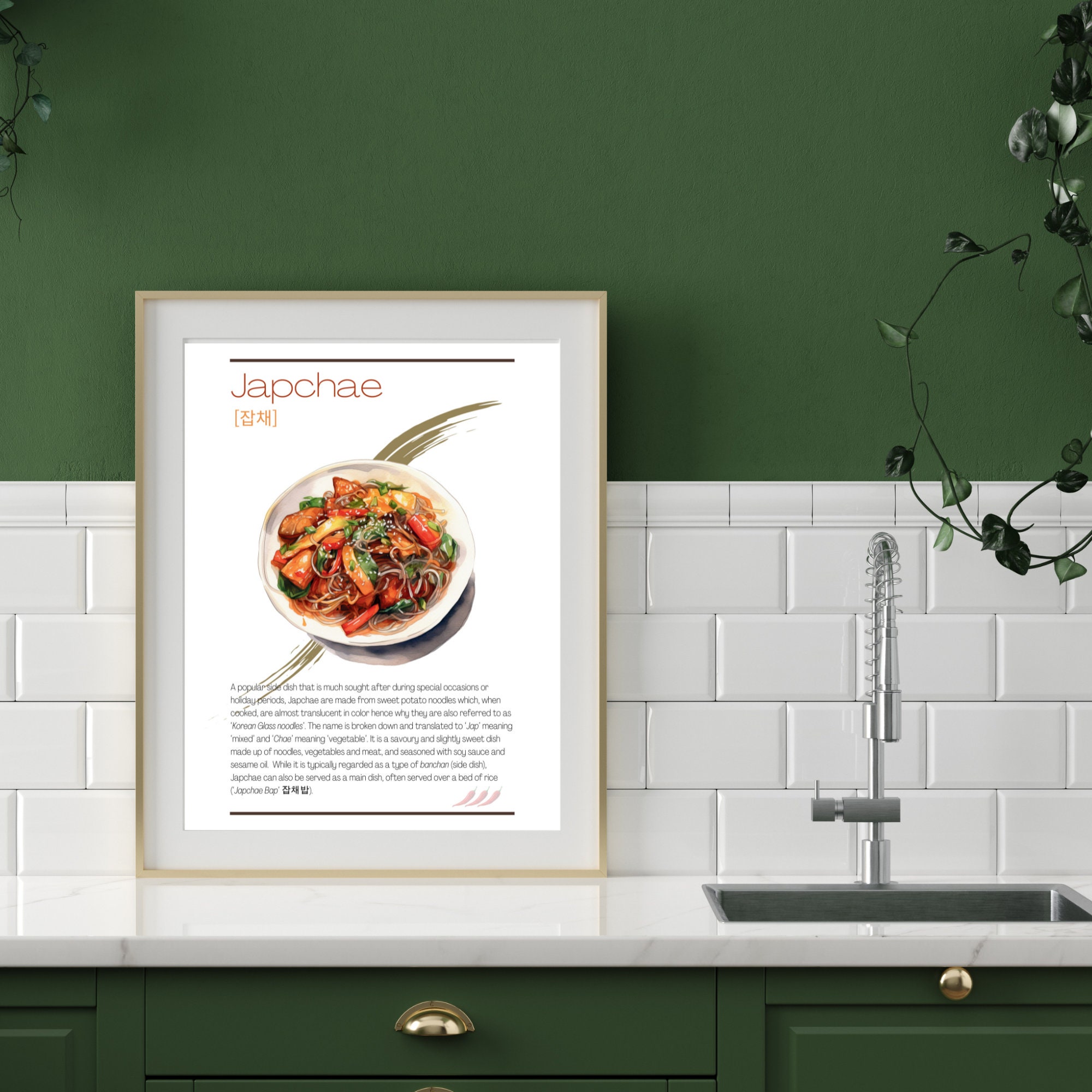 Korean Food Art | Japchae Food Printable | Asian Food Wall Decor ...