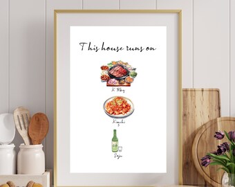 Arte imprimible de comida coreana / Decoración de pared coreana / Regalo coreano / Cartel de comida / Arte de comida coreana / Arte de pared minimalista coreano / Impresión digital
