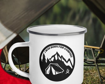 Nacido para acampar Idaho taza de esmalte