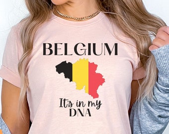 Belgium Flag Map Tee, Belgian Pride Gift, Belgium Heritage T-shirt, Cute Belgian Shirt, Brussels Antwerp Leuven Bruges