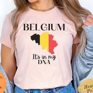 T-shirt carte drapeau Belgique, cadeau de la fierté belge, T-shirt héritage belge, jolie chemise belge, Bruxelles Anvers Louvain Bruges