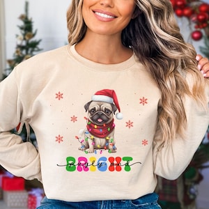 Light up pug christmas sweater clearance