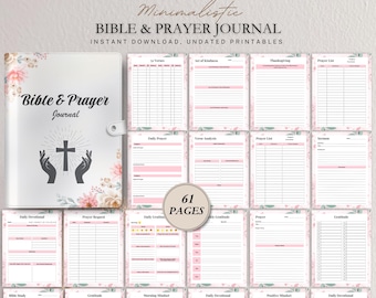 61-Page Bible & Prayer Journal, Christian Devotional Workbook (Digital Download)