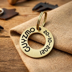 Medalla arandela personalizada de latón 25 mm – Grabado profundo – Made in France