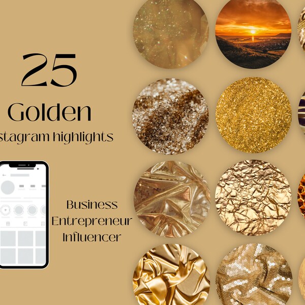 25 couvertures dorées en surbrillance Instagram, Story Highlights, Aesthetic Instagram Story Highlight Icons, or, élégant insta Highlights, télécharger