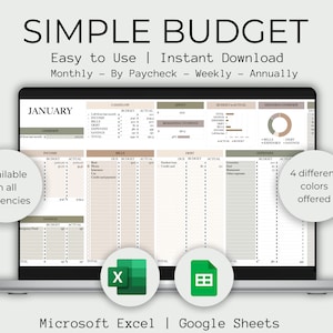 Minimalistischer Budgetplaner Excel Google Sheets Tabelle Neutrale Beige Erdtöne Expense Tracker Monatliche Gehaltsabrechnung